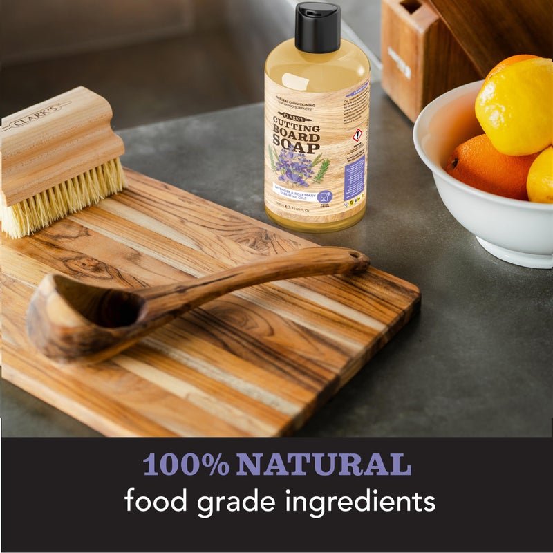 CLARK'S Cutting Board Care Kit - Includes Mineral Oil - Finishing Wax (6oz) - Applicator - Scrub Brush - Buffing Pad - Infused with Lavender and Rosemary Extract - Features Clark's Cutting Board Wax - Image 2